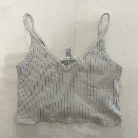 White ribbed cropped tank top - Picture 1 of 2